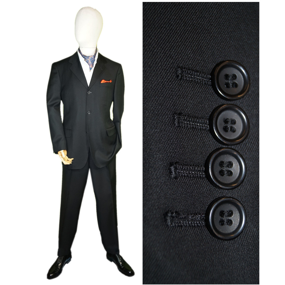 BLACK TWILL 42R 34W SUIT GIOVANNI VACCA SUIT